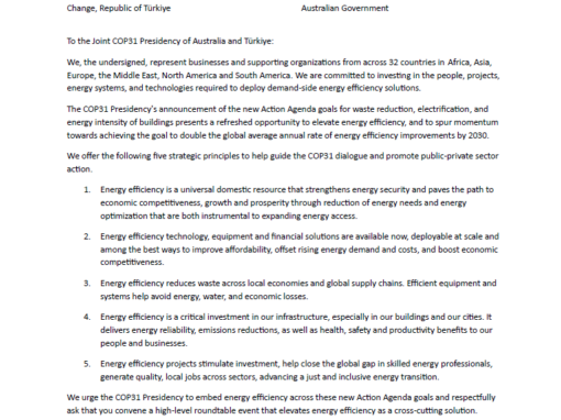 197 Global Businesses & Supporting Partners Call on COP31 Presidency to Elevate Energy Efficiency in November